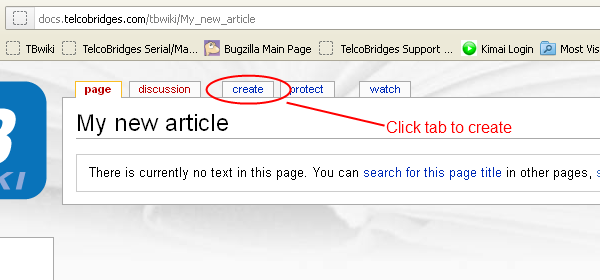 Example: Create a page with the tile "My new article"