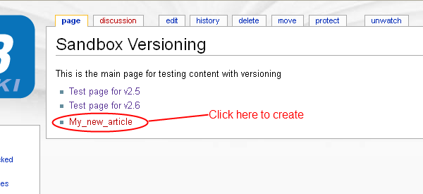 Example: Using link in a parent page to create the new article "My_new_article"